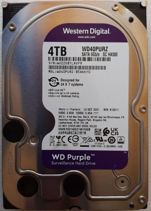 Жёсткий диск 3.5' 4TB Western Digital WD40PURZ